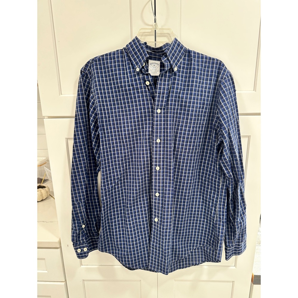 Brooks Brothers 1818 Regent Fit Blue Check Button Down Shirt‎ Mens Medium